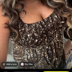 Elegant Brown and Gold Women's Dress only worn once! Perfect condition